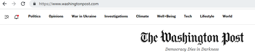 Фрагмент электронной газеты The Washington Post